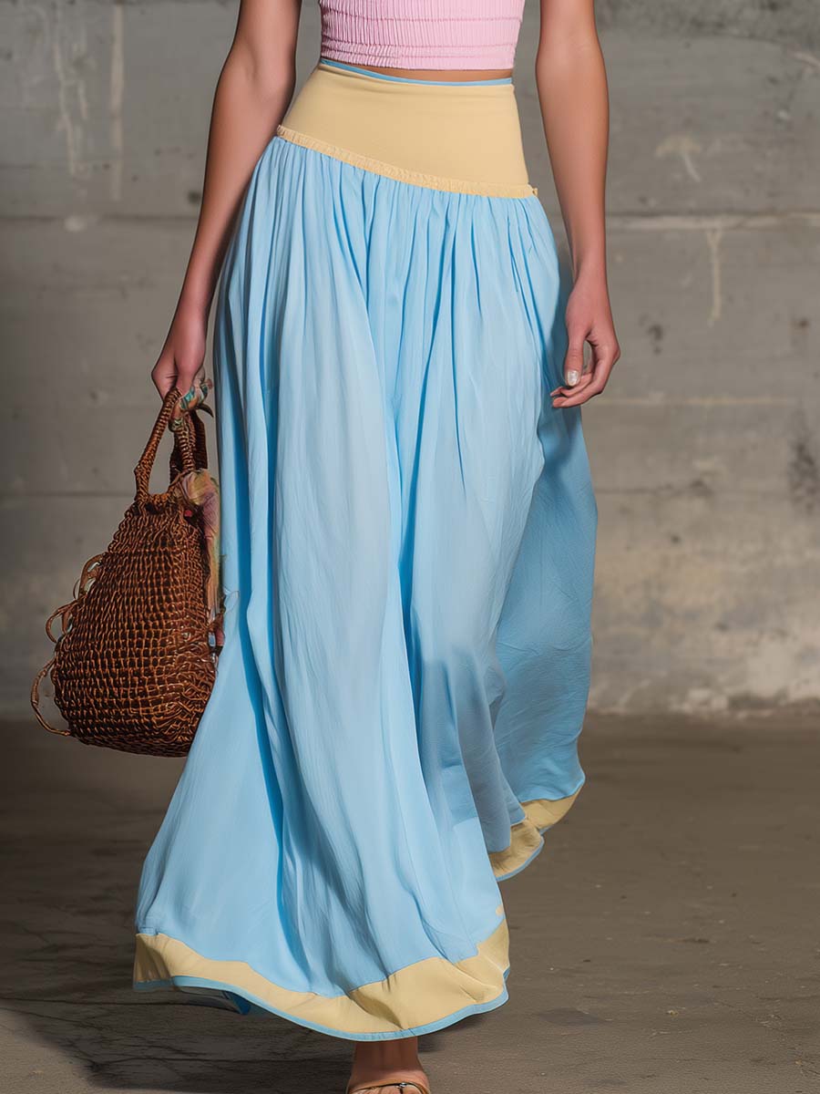 Capri Pastel Maxi Skirt Set Dreamy Coastal Energy