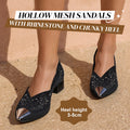 💥HOT SALE 50% OFF✨Hollow mesh sandals with rhinestone and chunky heel